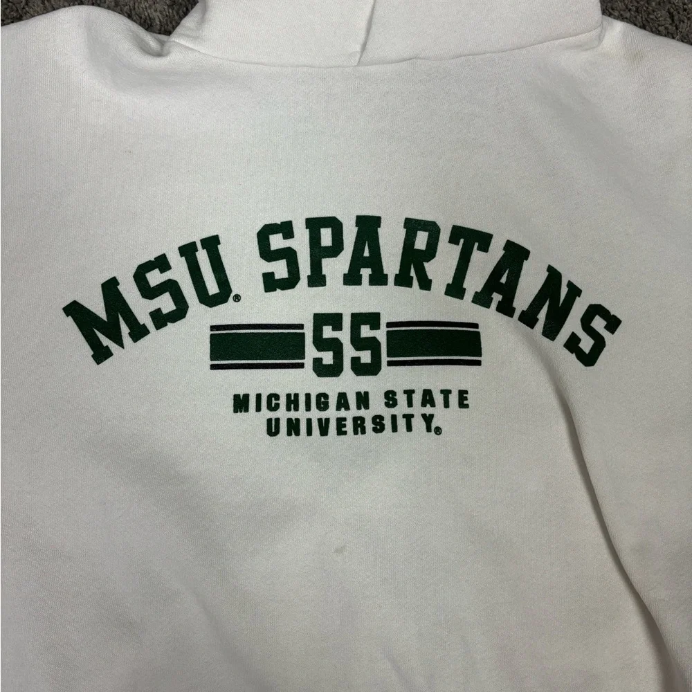 Vintage‎ 90s white russell athletic msu spartans michigan state hoodie - Picture 2 of 5